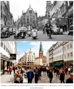 Strøget Antes y Después de la transformación.Fuente: Urban Networks