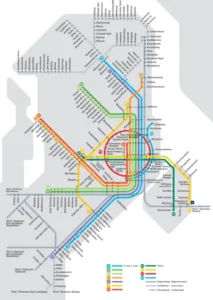 Red de Metro y Cercanías de Copenhague.Fuente: Transit Maps